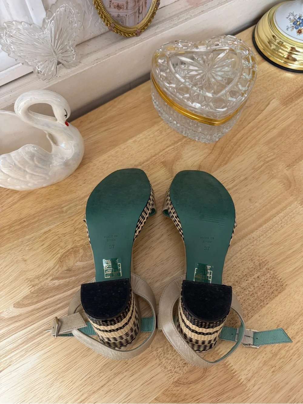 Y2K LAB platform heels with chunky woven block heels size 37 Boho Indie